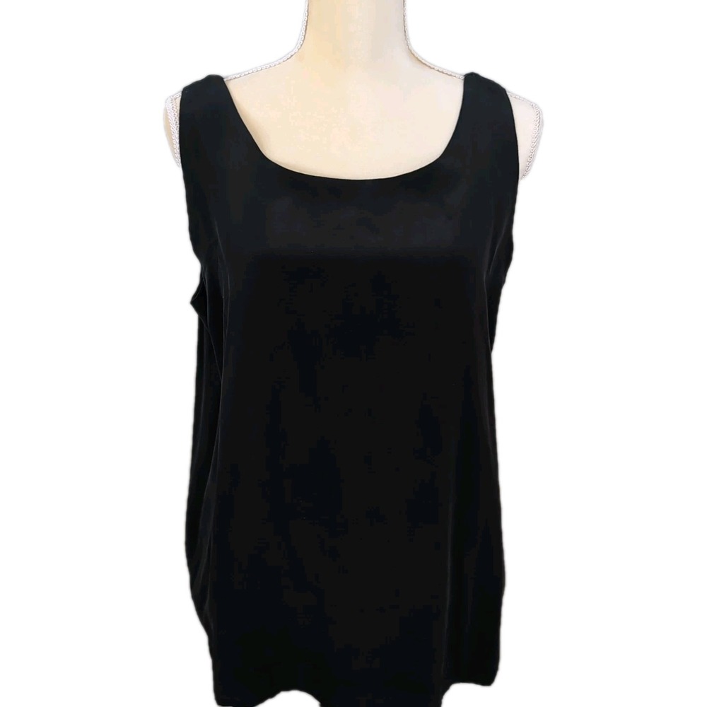Classiques Entier Formal Women Size 14 100% Silk Sleeveless Blouse Black Dressy
